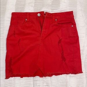 Like new fire truck red jean skirt